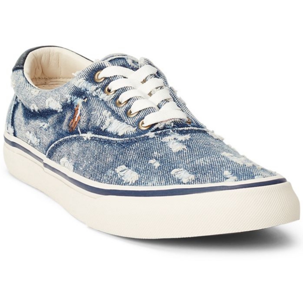 Polo Ralph Lauren's Thorton Low-top Sneaker/ Size 10.5D /Denim Distressed Cotton